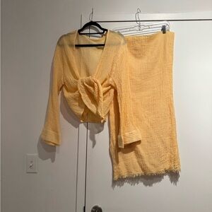 Monday Swimwear Yellow Crinkle Set